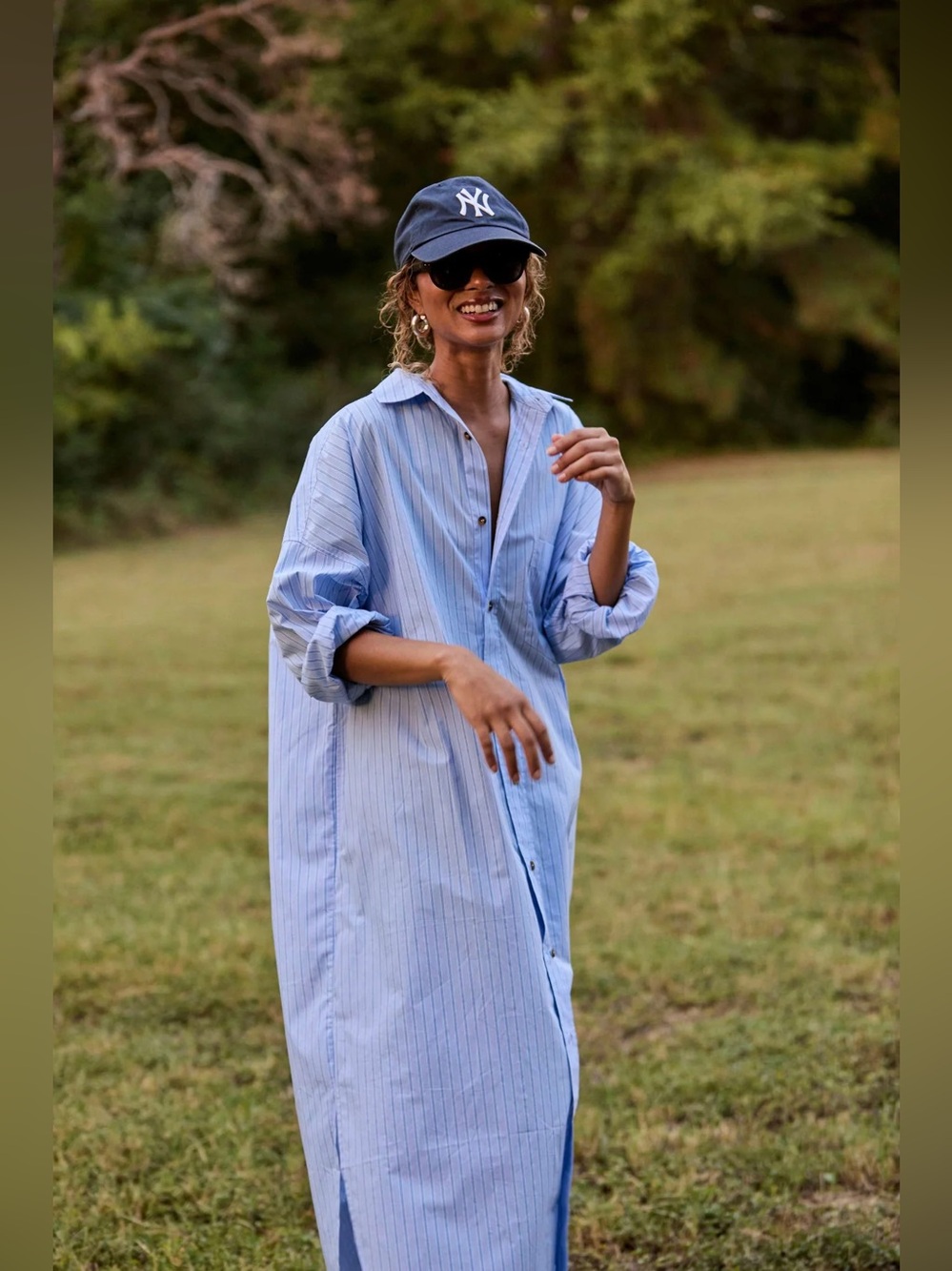 Mamene Phoebe Shirt Dress - Aqua Stripe